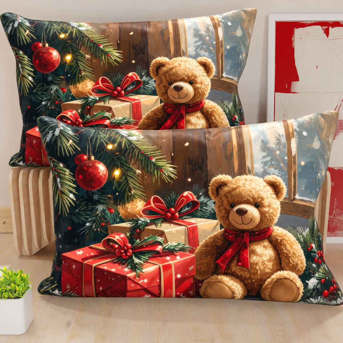 Federe, Federe Cuscini in Stampa Digitale, Teddy Red