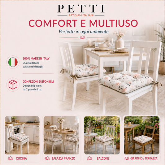 Cuscini per Sedie Coprisedia 6 Pezzi Geo Cerchio Beige