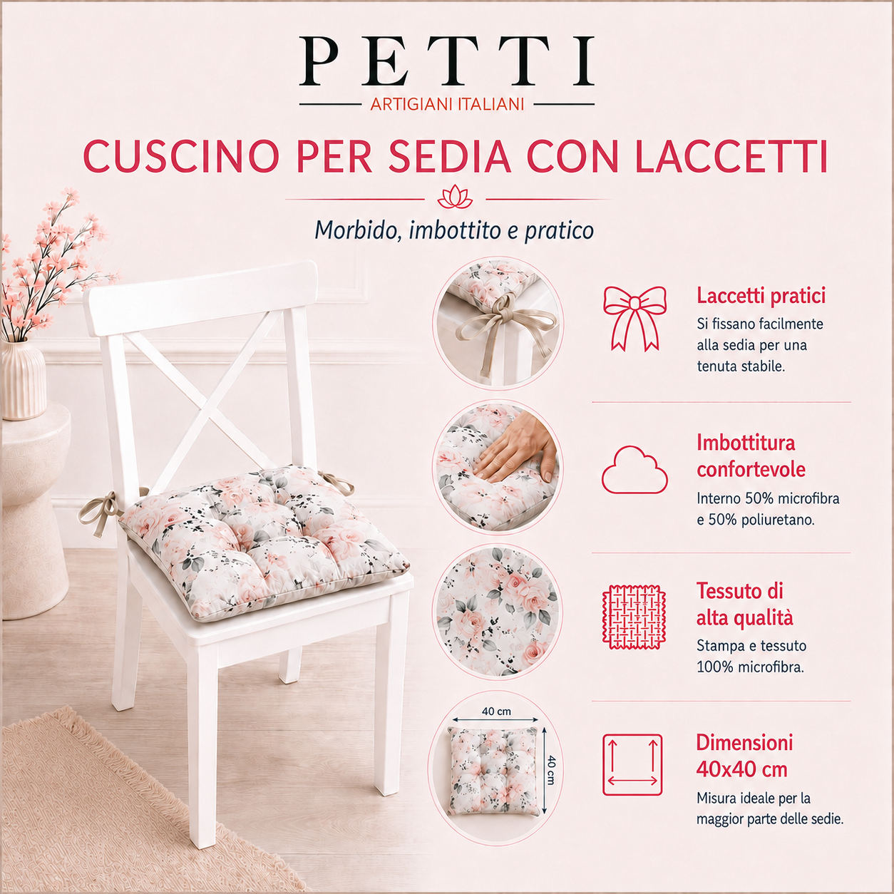 Cuscini per Sedie Coprisedia 6 Pezzi Geo Cerchio Ottanio