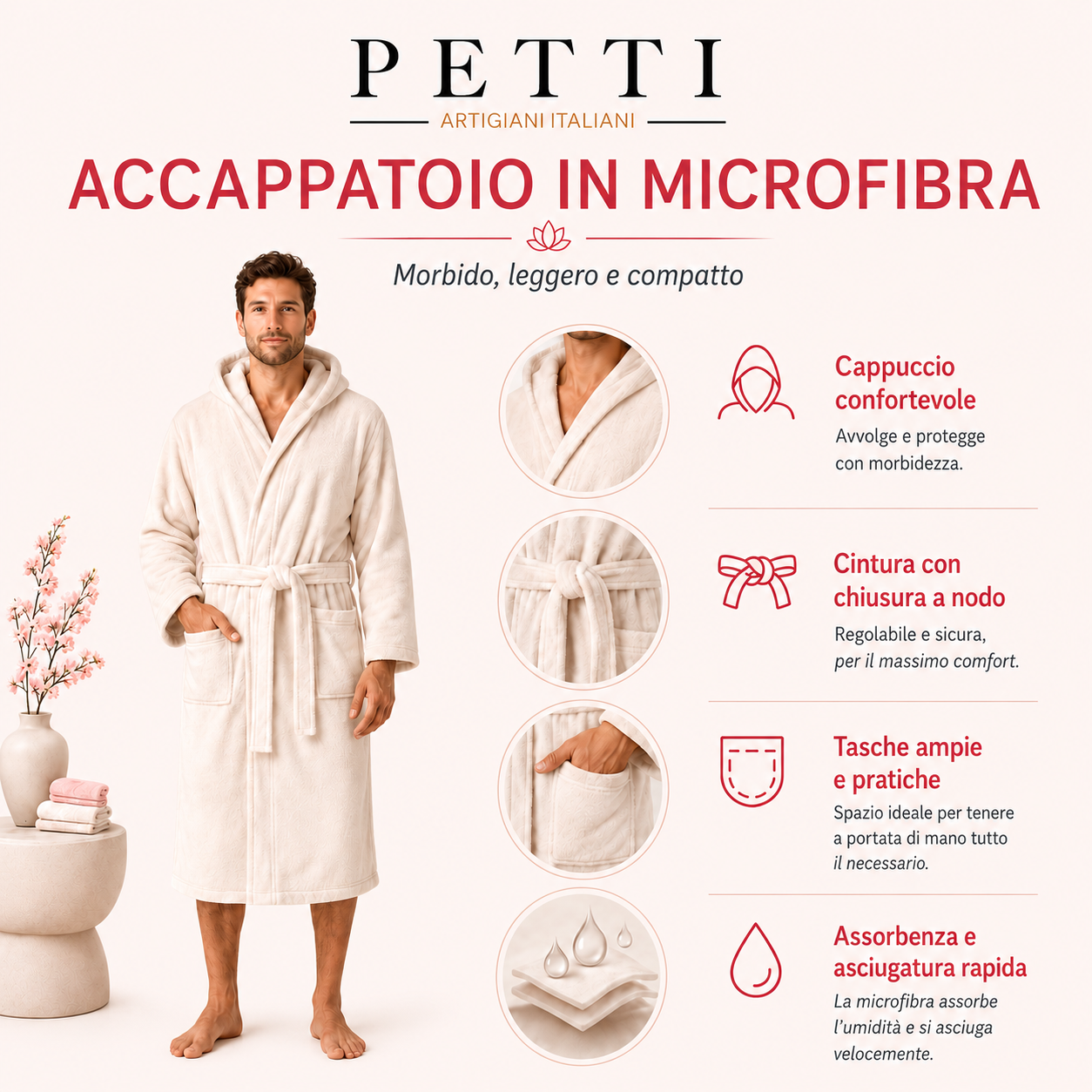 Accappatoio Microfibra Uomo e Donna Salvia.