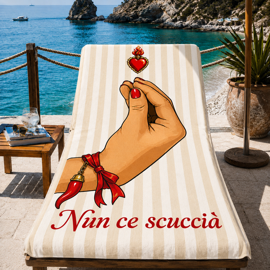 Telo Mare Microfibra, Asciugamano Mare, Telo per Lettino Nun ce Scuccia