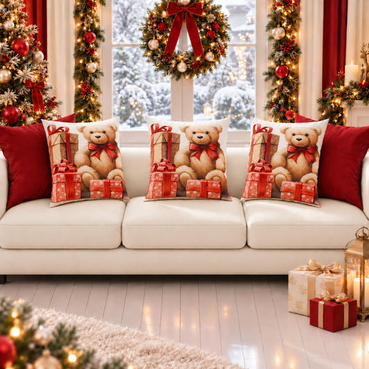 Coussins, Housses de coussin pour canapé, Coussins décoratifs de Noël Ourson 02