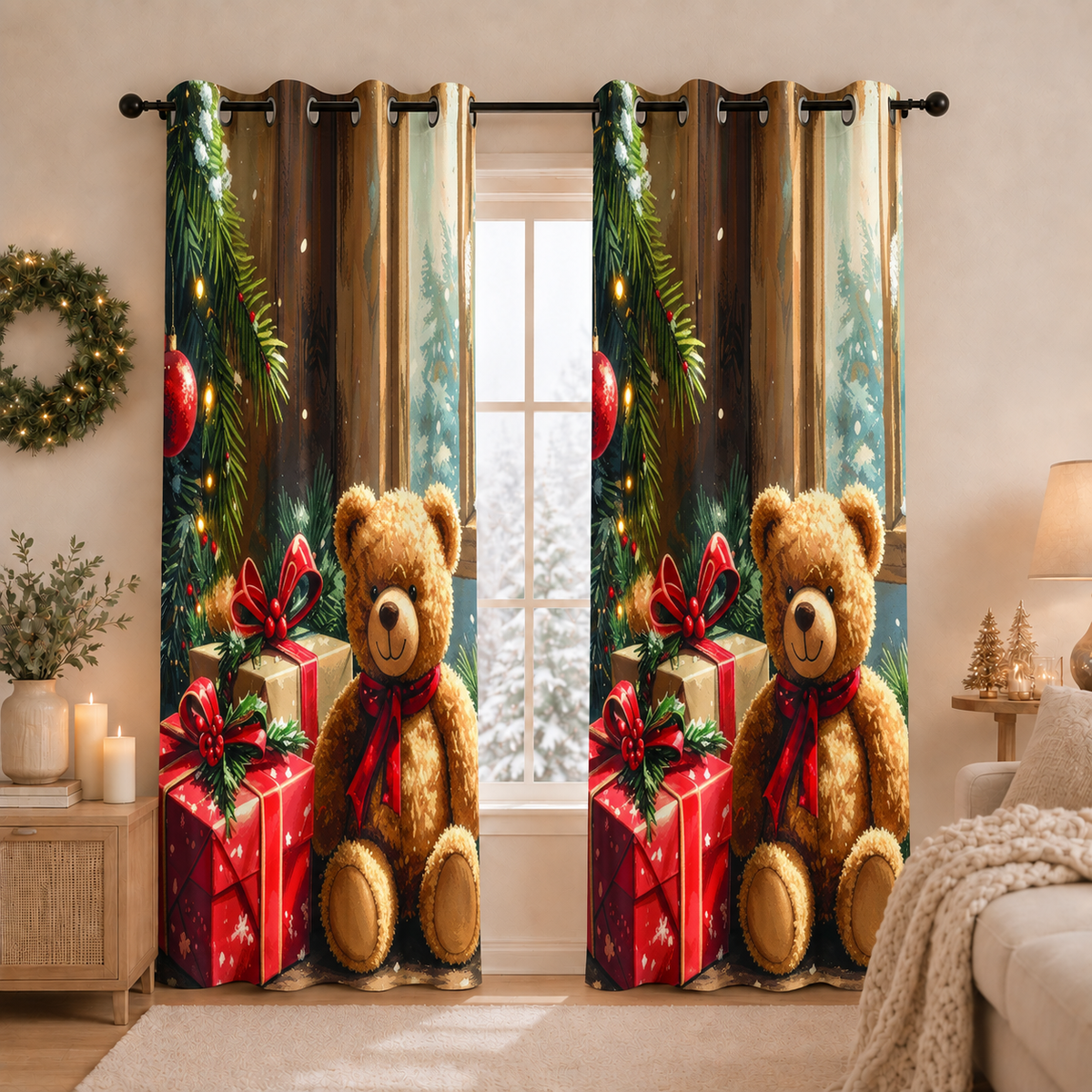 Tenda Arredo da Interno a Pannelli con Anelli Teddy Red