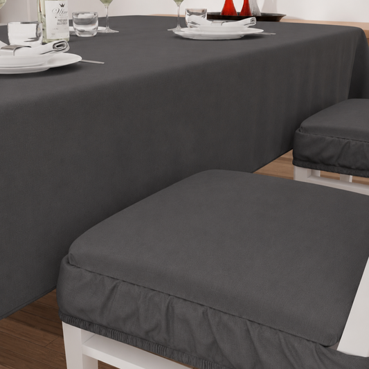 Cuscini per Sedie con Elastico in Tinta Unita Grigio Scuro