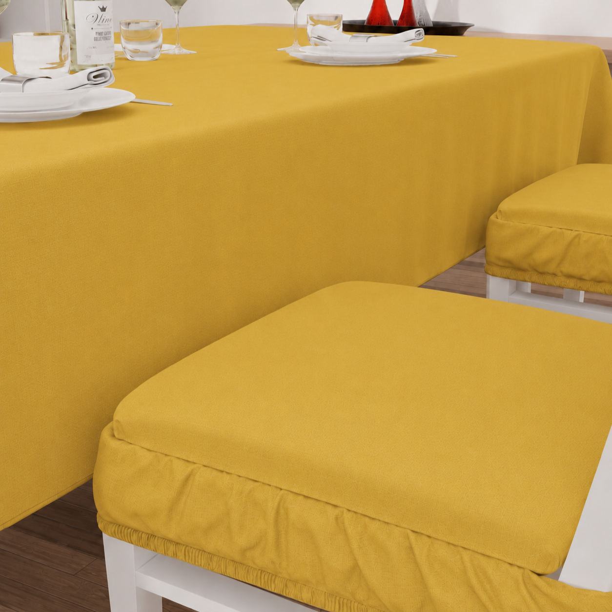 Cuscini per Sedie con Elastico in Tinta Unita Amarillo