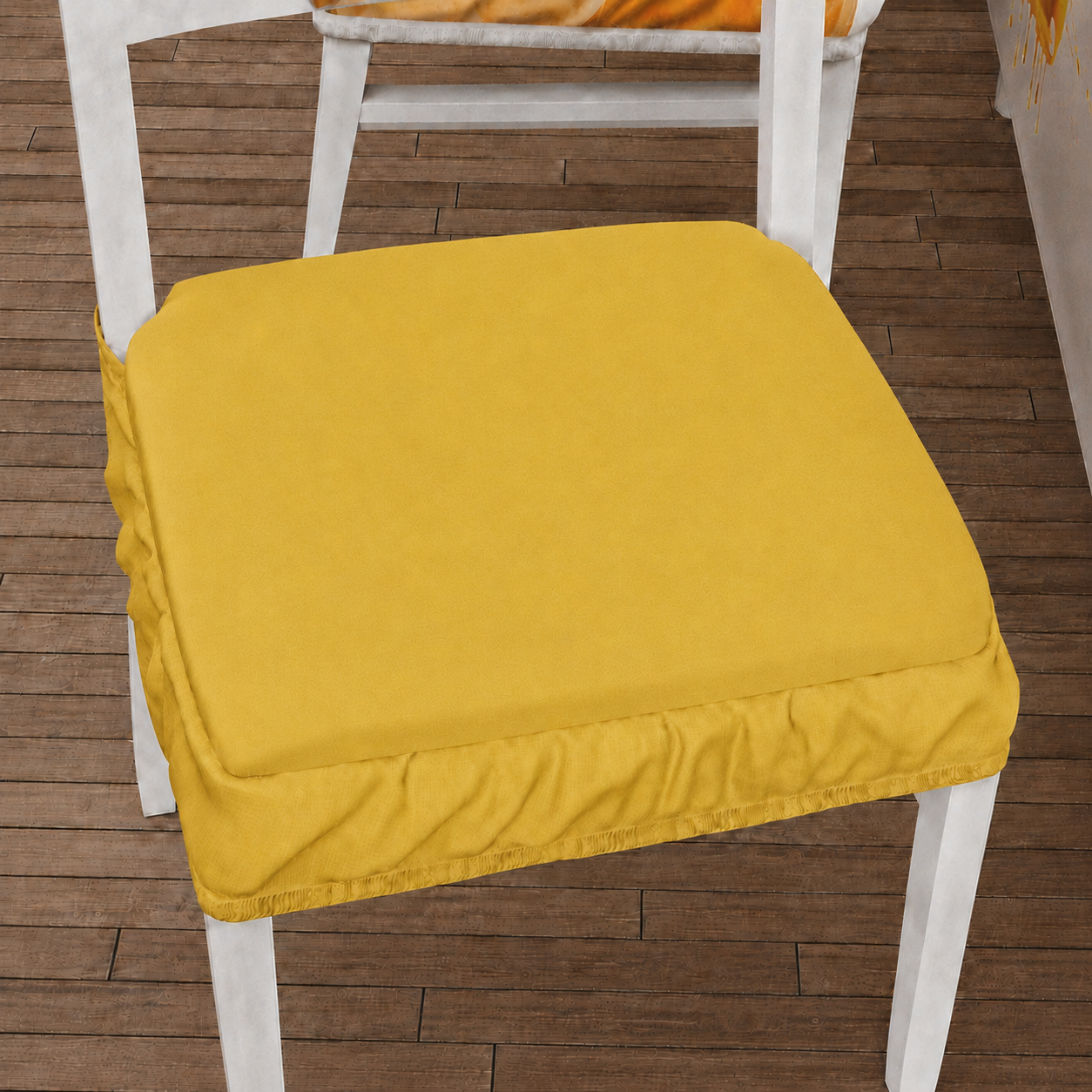Cuscini per Sedie con Elastico in Tinta Unita Amarillo