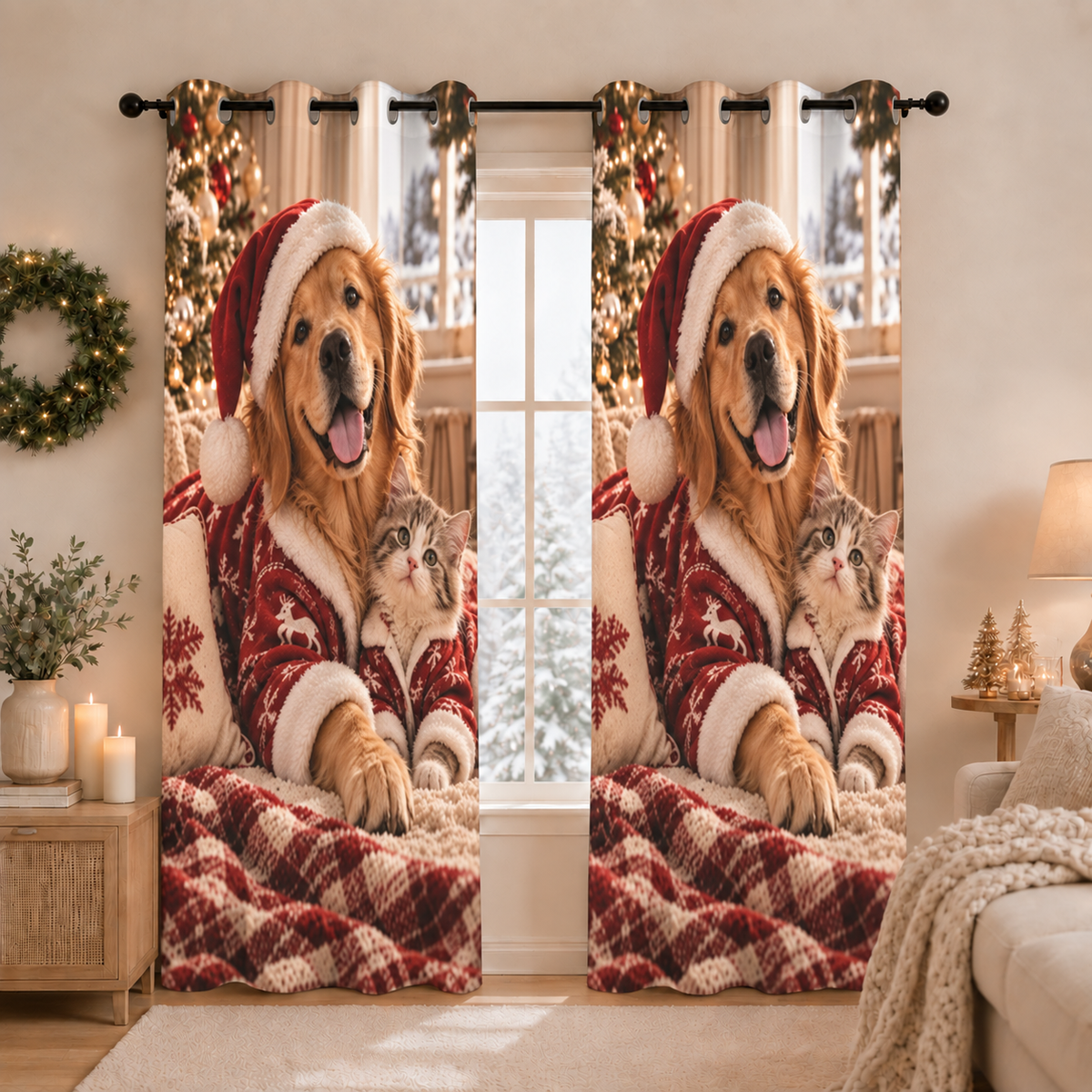 Tenda Arredo da Interno a Pannelli con Anelli Xmas Friends