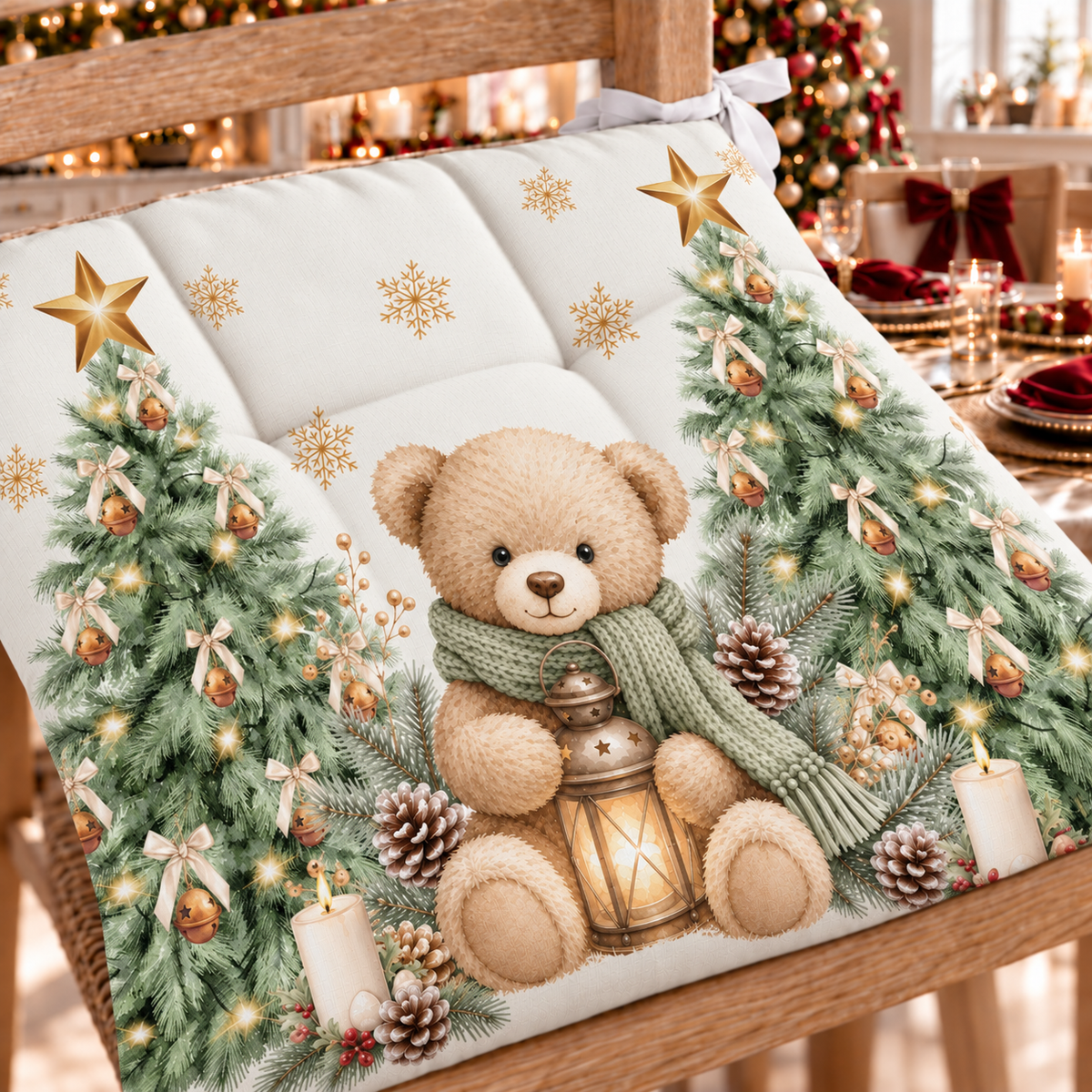Cuscini per Sedie Natalizi Coprisedia Natalizi Teddy Gold