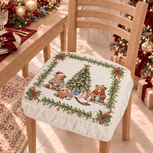 Coprisedia Natalizi con Elastico in Stampa Digitale Xmas Bears