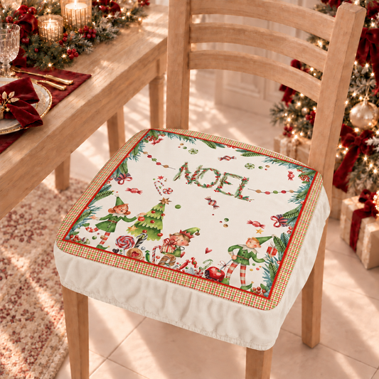Coprisedia Natalizi con Elastico in Stampa Digitale Noel