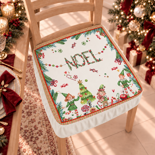 Coprisedia Natalizi con Elastico in Stampa Digitale Noel