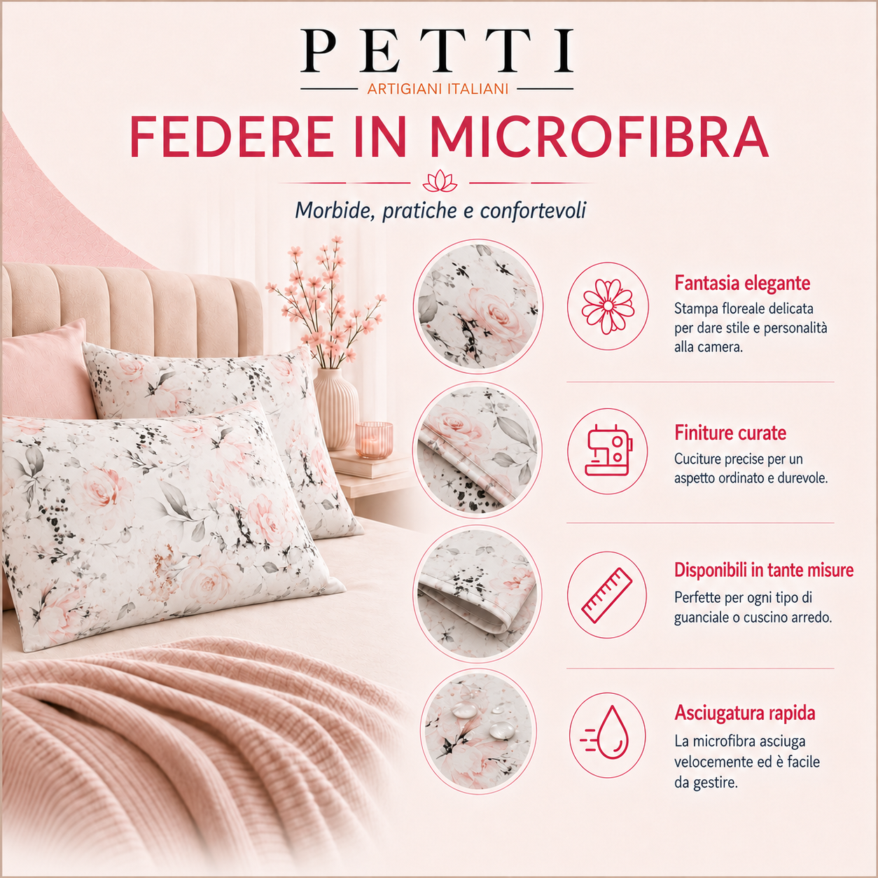 Federe, Federe Cuscini in Stampa Digitale, Righe Bianco/Celeste