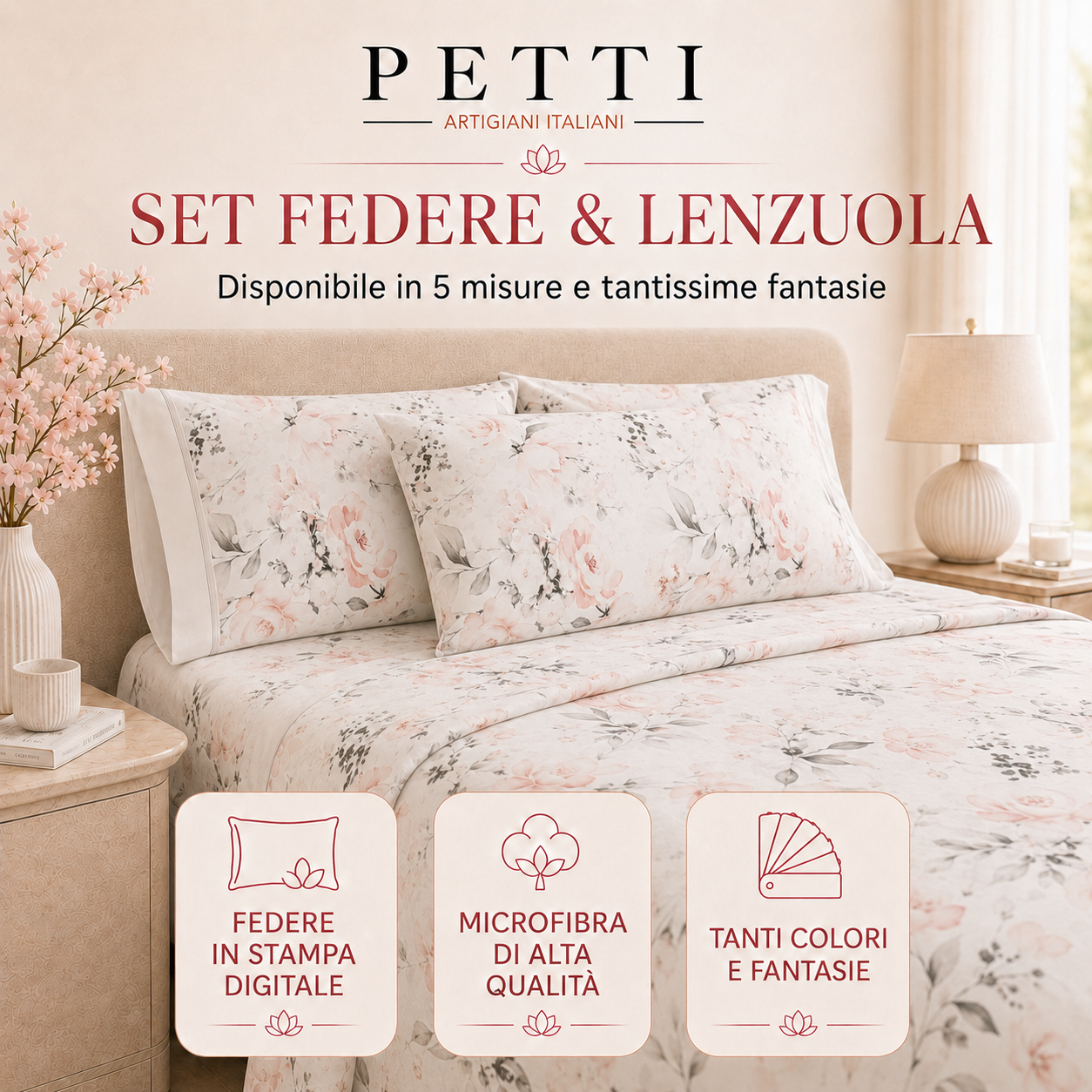 Lenzuola in Cotone, Completo Letto con Federe in Stampa Digitale Mille Righe 37