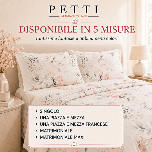 Lenzuola in Cotone, Completo Letto con Federe in Stampa Digitale Mille Righe 37