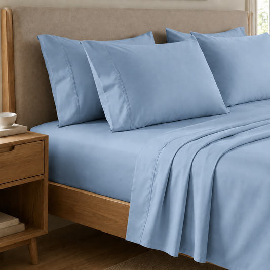 Lenzuola Percalle, Lenzuola Matrimoniali Cotone Azzurro