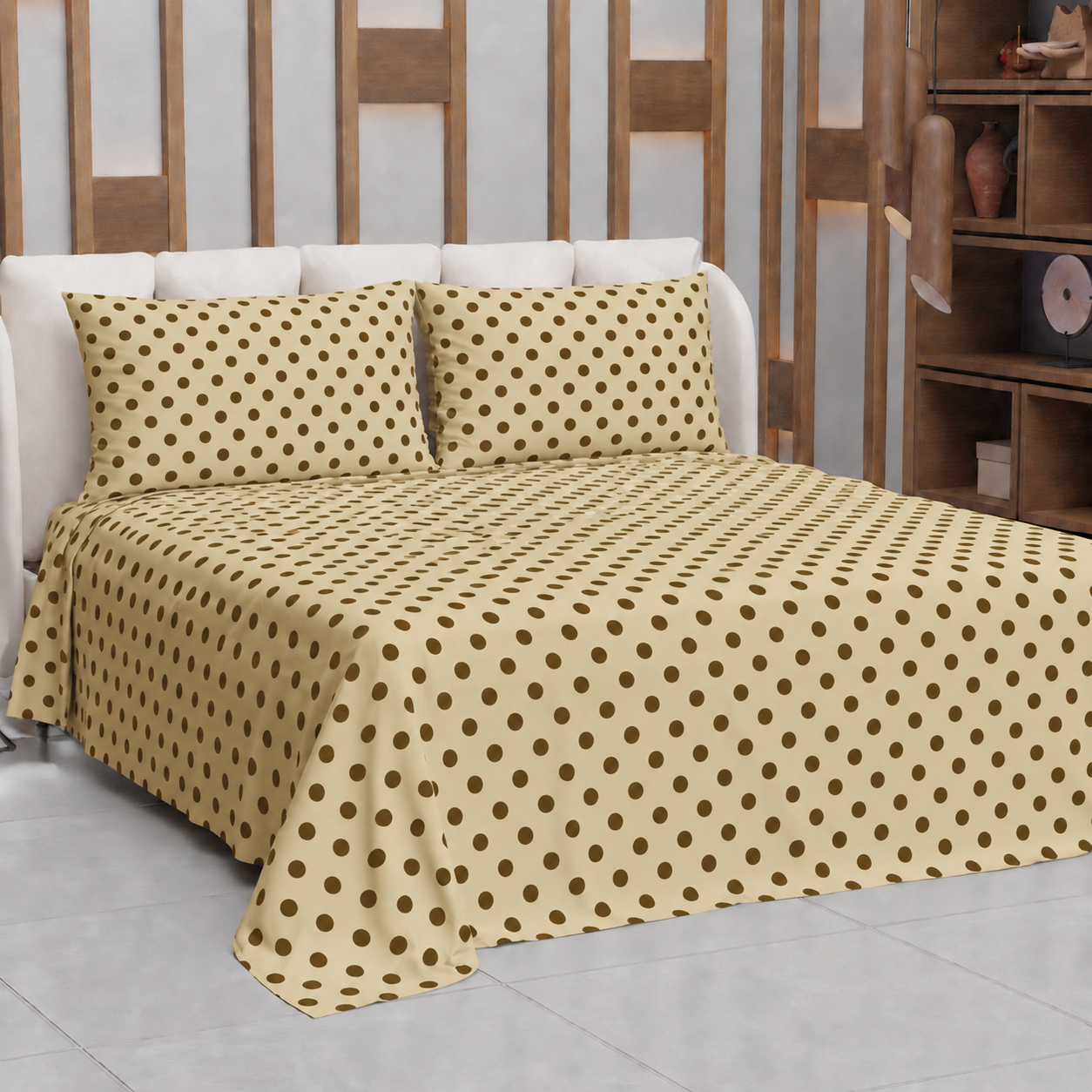 Lenzuolo Copriletto e Federe in Microfibra Pois 04