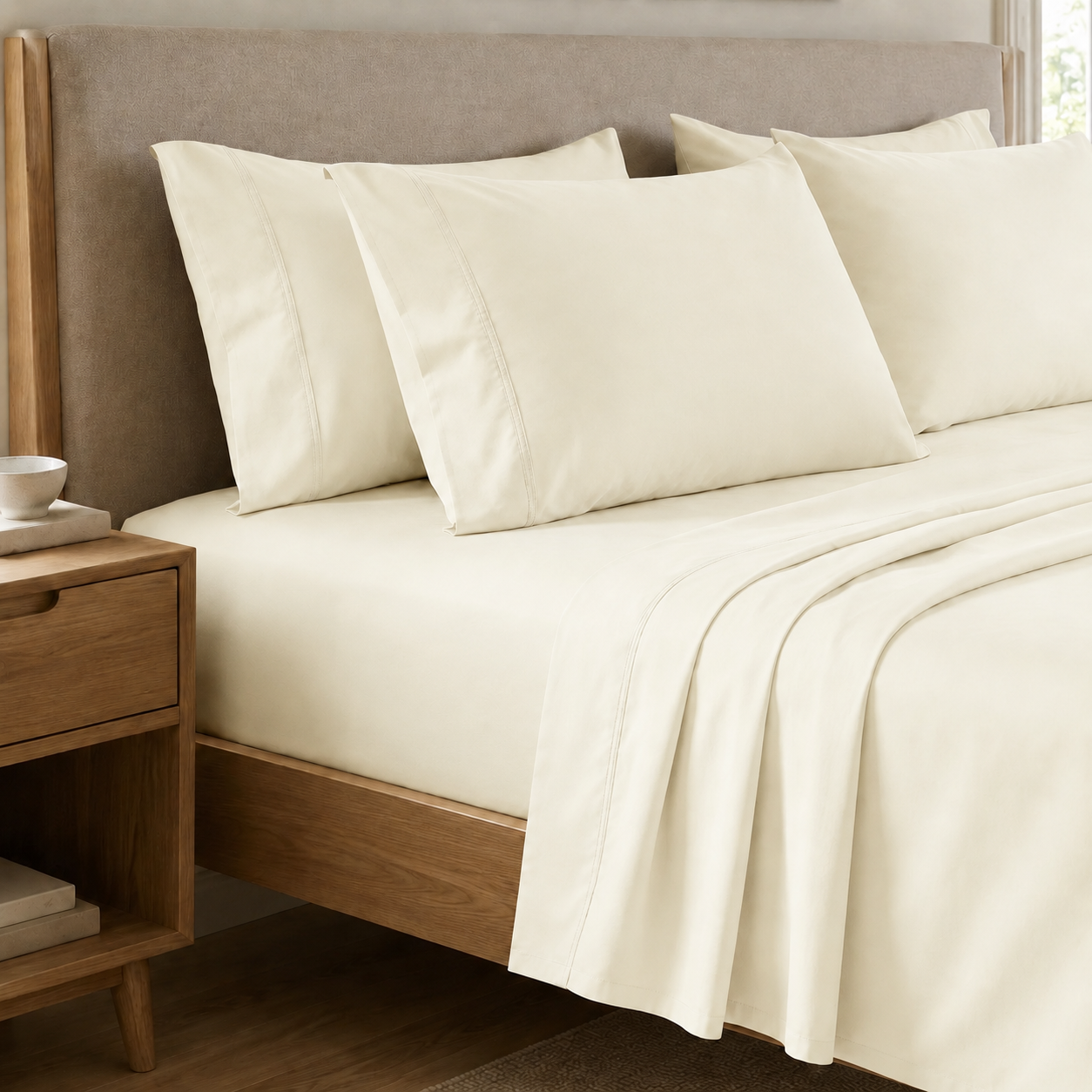 Draps percale, Draps doubles en coton crème