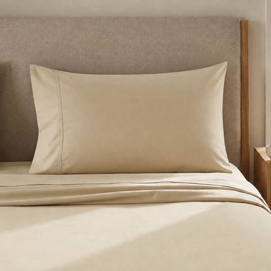 Lenzuola Percalle, Lenzuola Matrimoniali Cotone Beige