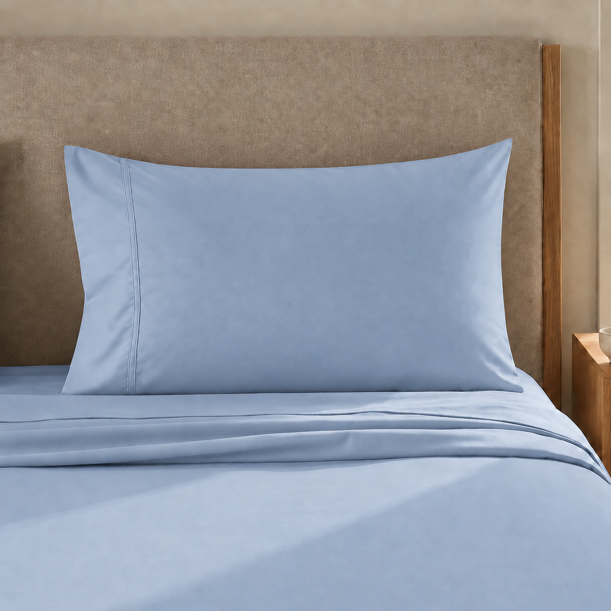 Draps percale, Draps doubles en coton bleu ciel