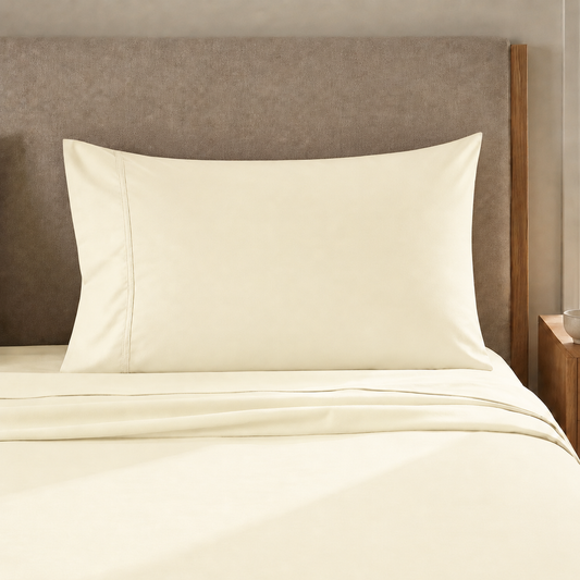 Percale sheets, Cream cotton double sheets
