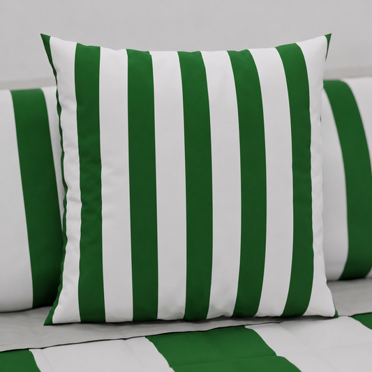 Cuscini, Copricuscini Divano, Cuscini Arredo in Stampa Digitale Le Righe Bianco/Verde Scuro