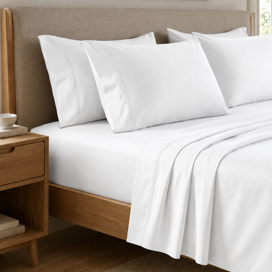 Draps percale, Draps doubles en coton blanc