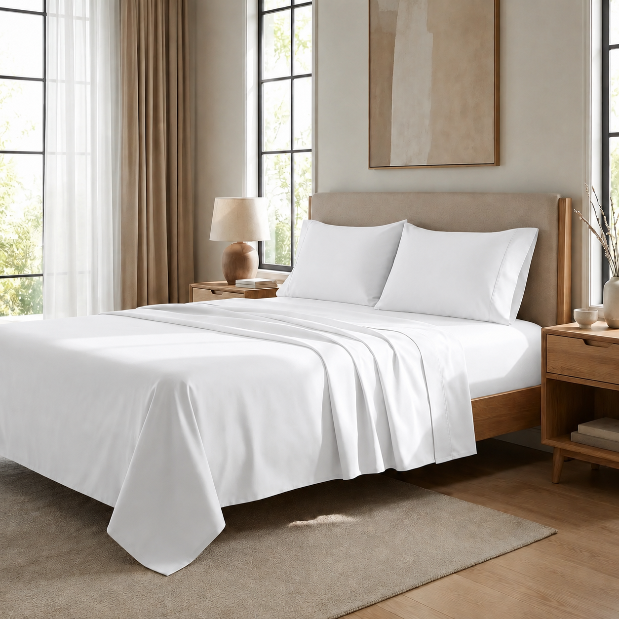 Draps percale, Draps doubles en coton blanc