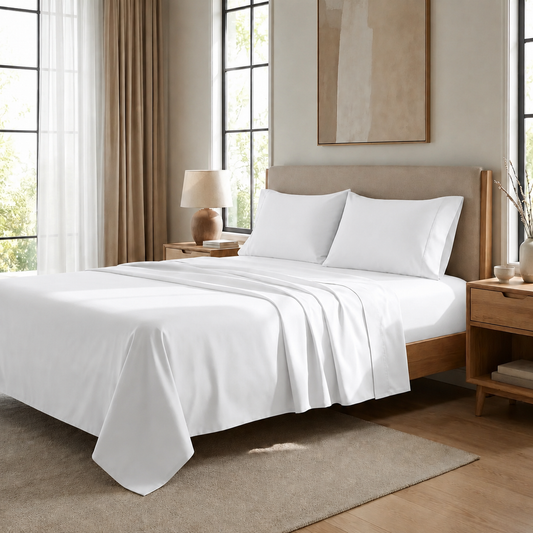 Draps percale, Draps doubles en coton blanc