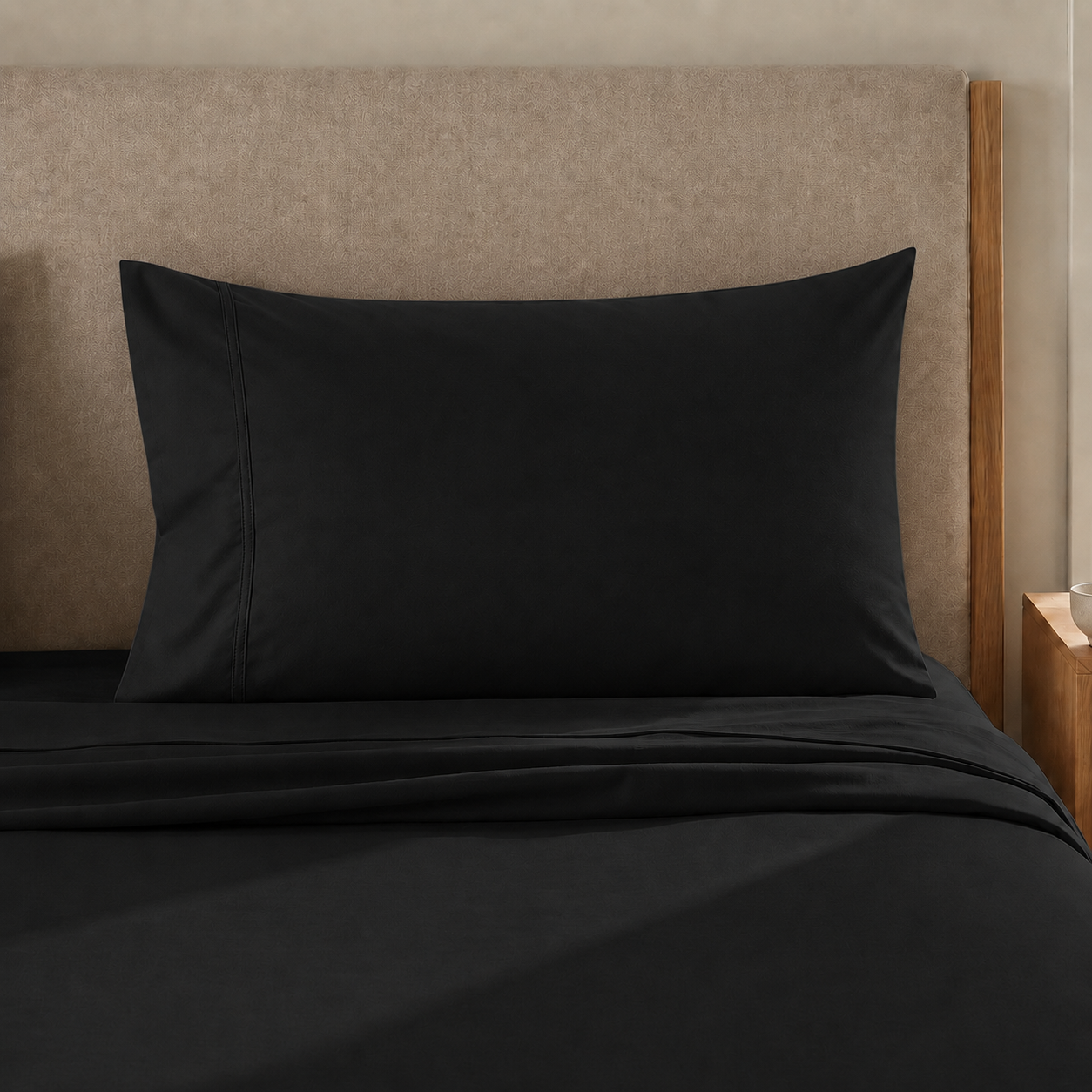 Draps percale, Draps doubles en coton noir