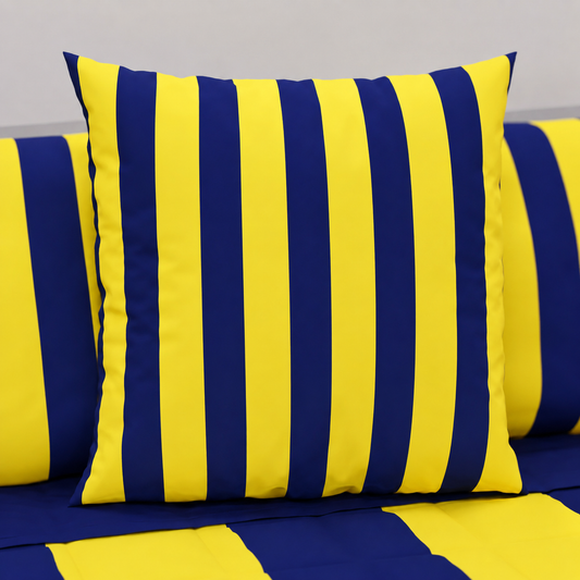 Cuscini, Copricuscini Divano, Cuscini Arredo in Stampa Digitale Le Righe Giallo/Blu Notte