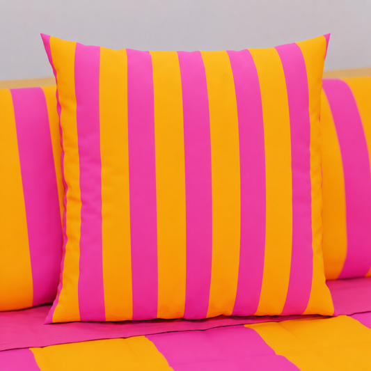 Cuscini, Copricuscini Divano, Cuscini Arredo in Stampa Digitale Le Righe Arancione/Fucsia