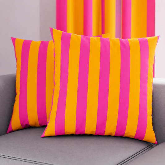 Cuscini, Copricuscini Divano, Cuscini Arredo in Stampa Digitale Le Righe Arancione/Fucsia