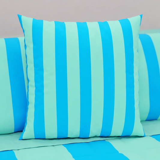 Cuscini, Copricuscini Divano, Cuscini Arredo in Stampa Digitale Le Righe Tiffany/Celeste