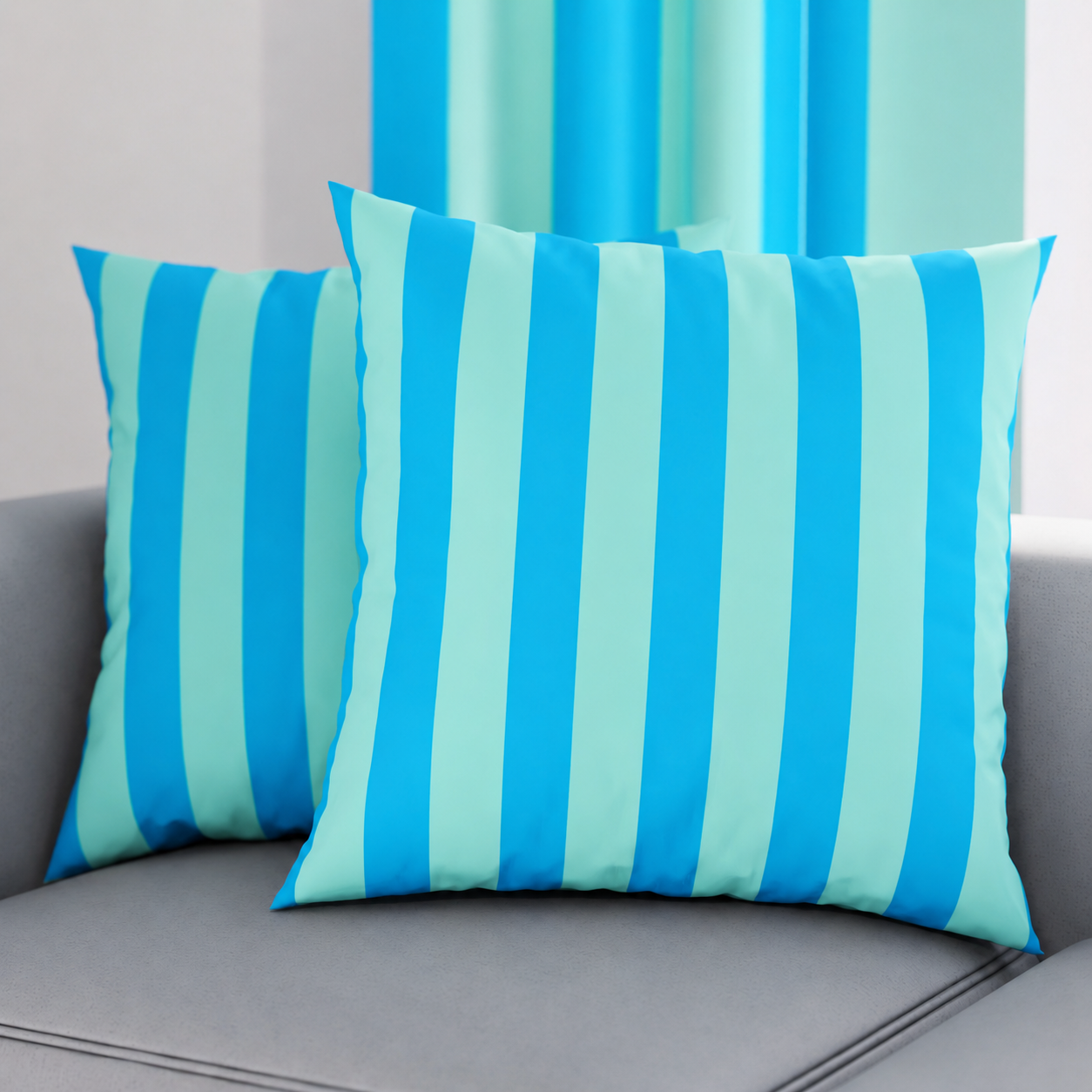 Cuscini, Copricuscini Divano, Cuscini Arredo in Stampa Digitale Le Righe Tiffany/Celeste