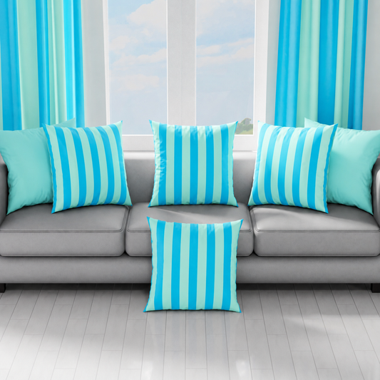 Cuscini, Copricuscini Divano, Cuscini Arredo in Stampa Digitale Le Righe Tiffany/Celeste