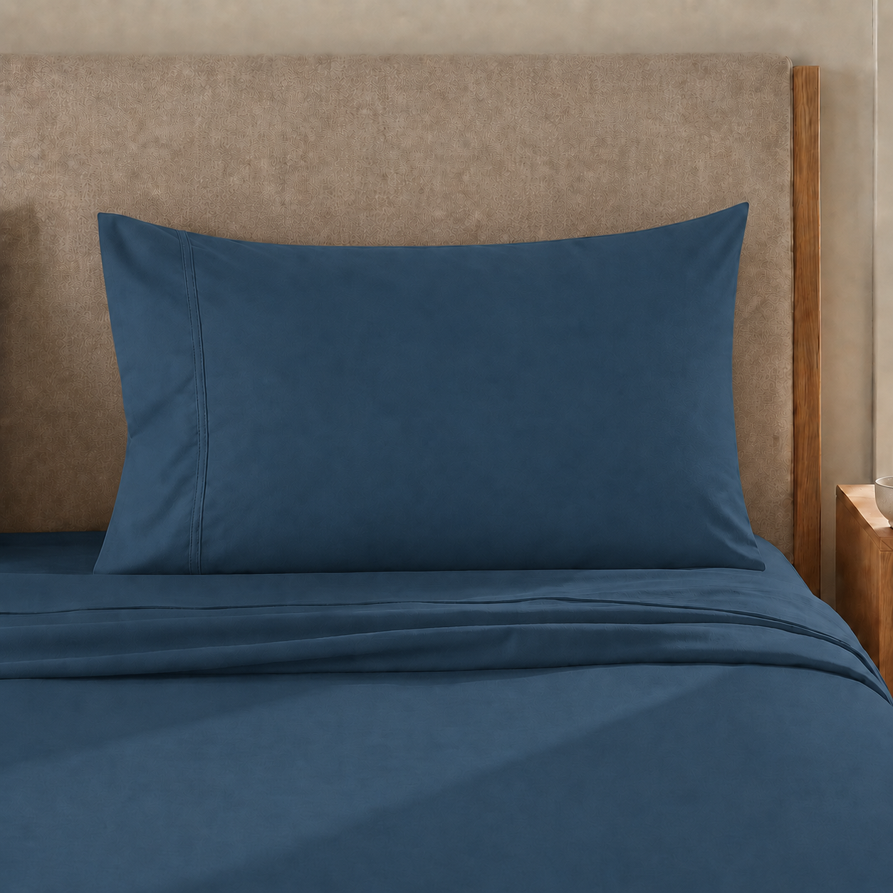 Draps percale, Draps doubles en coton bleu marine