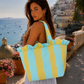 Borsa Modello Diora Righe Giallo Ocra/Celeste