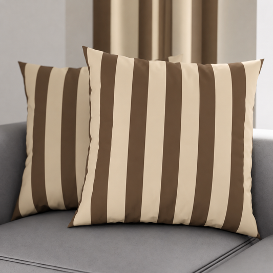 Cuscini, Copricuscini Divano, Cuscini Arredo in Stampa Digitale Le Righe Marrone/Beige