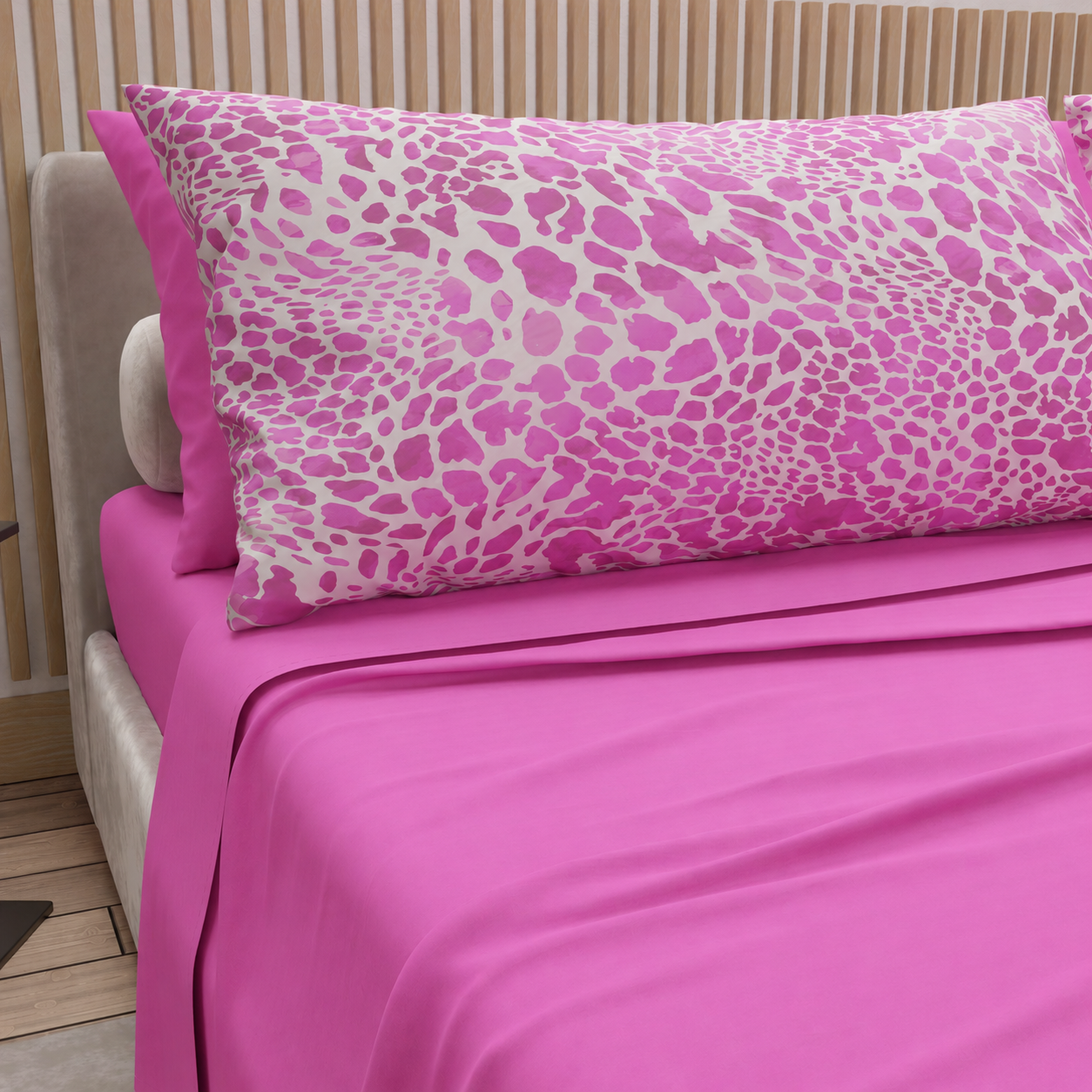 Lenzuola in Cotone, Completo Letto con Federe in Stampa Digitale Cobra Rosa