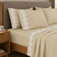 Lenzuola Percalle con Pizzo, Lenzuola Matrimoniali Cotone Beige