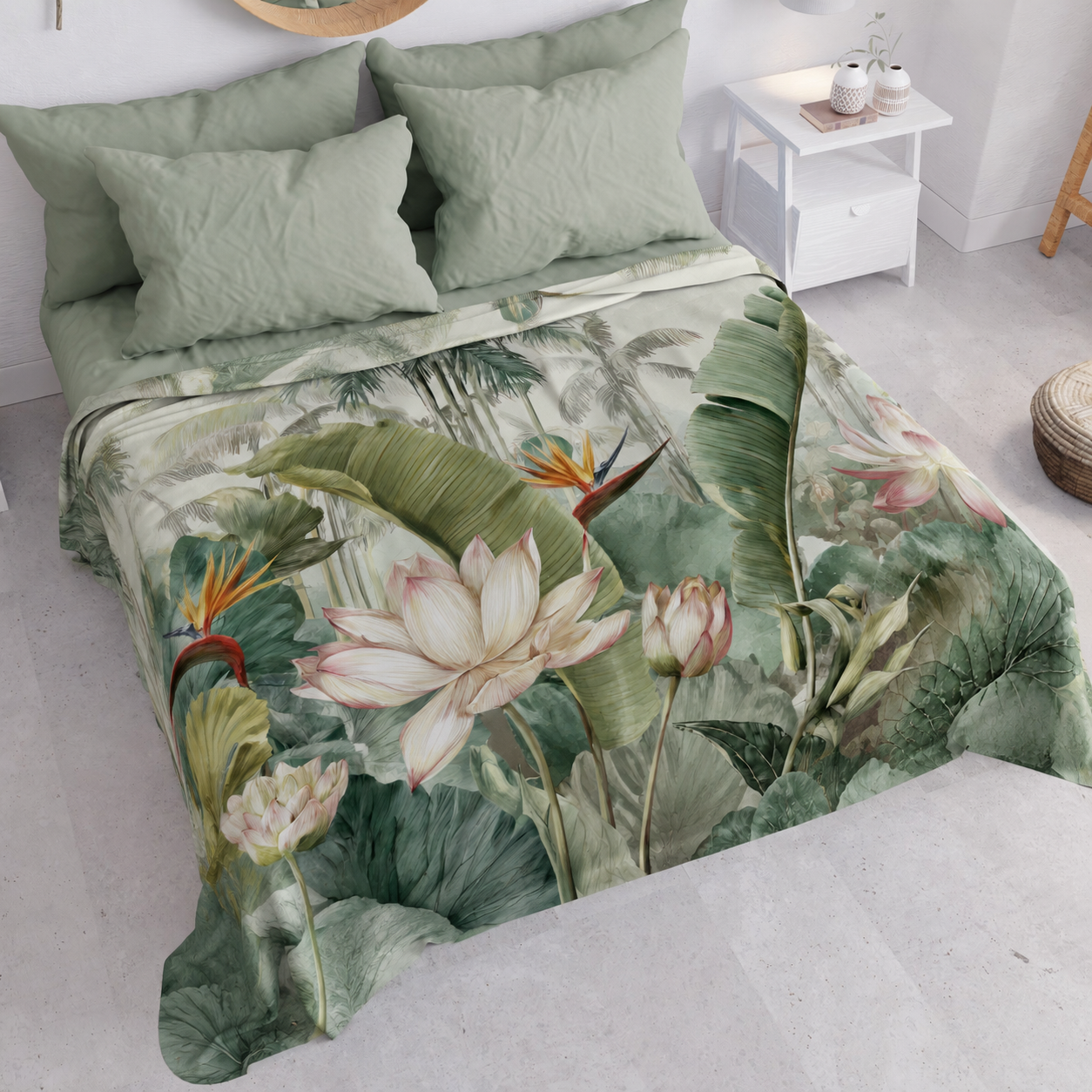 Copriletto Estivo, Coperta Leggera, Lenzuola Copriletto Botanique.