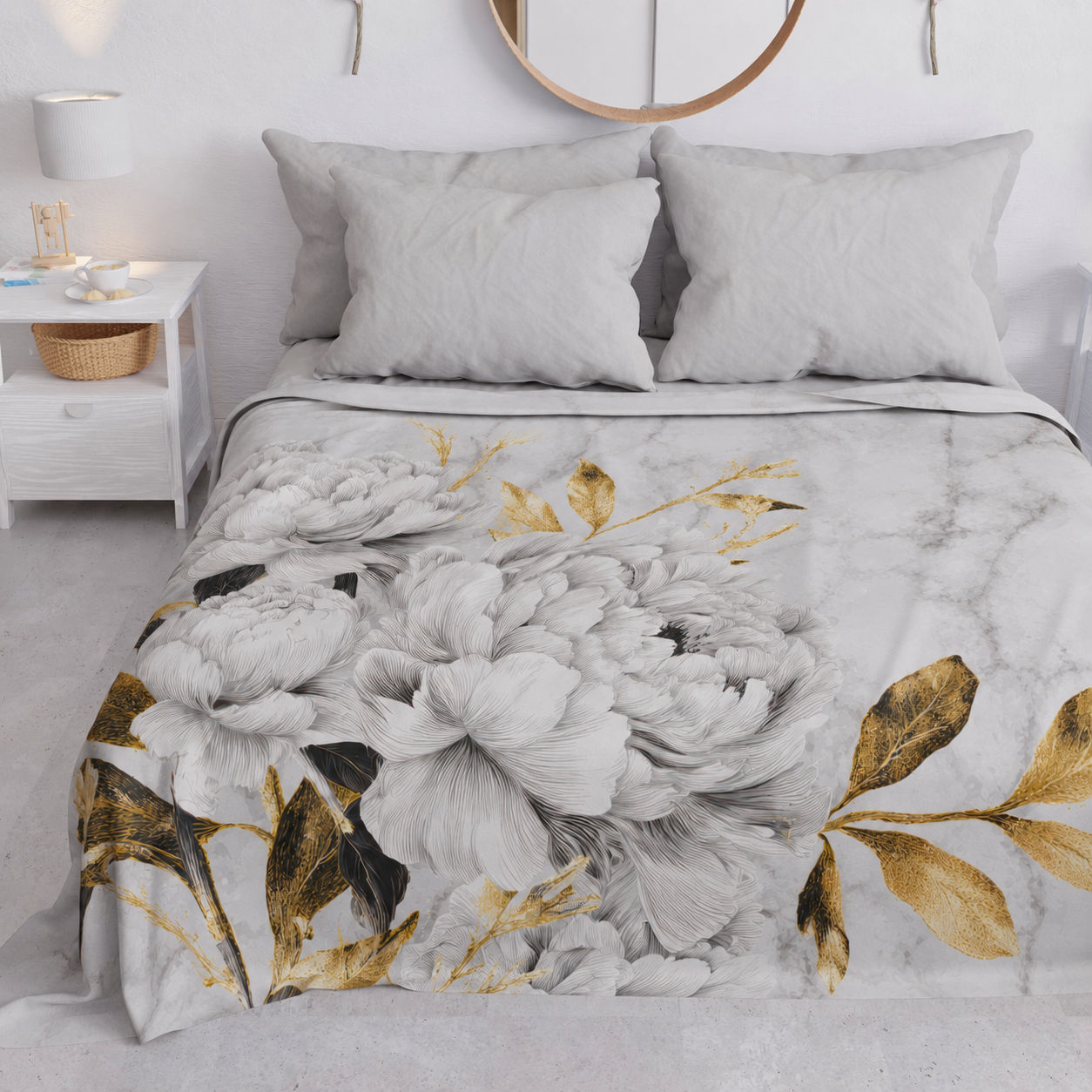Copriletto Estivo, Coperta Leggera, Lenzuola Copriletto Essence White Peony.