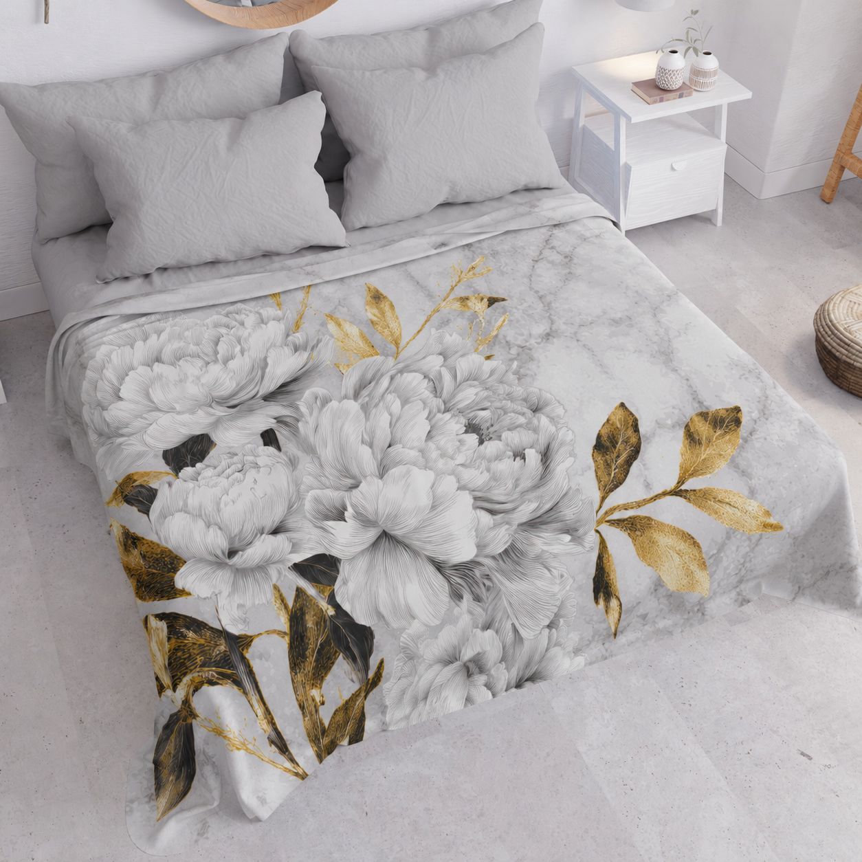 Copriletto Estivo, Coperta Leggera, Lenzuola Copriletto Essence White Peony.