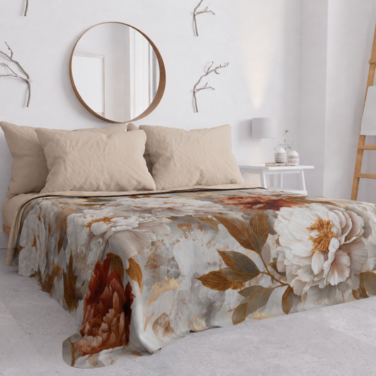 Copriletto Estivo, Coperta Leggera, Lenzuola Copriletto Vintage Peony