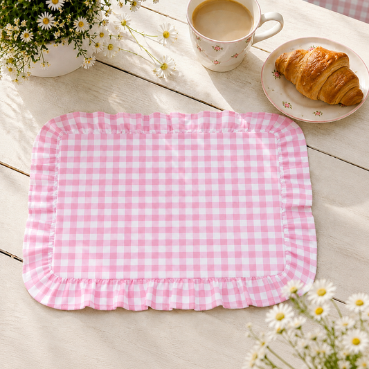 Tovagliette Americane con Rouches A Quadretti Rosa