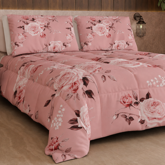 Couette, édredon double, simple, une place et demie, Floral 21 Poudre