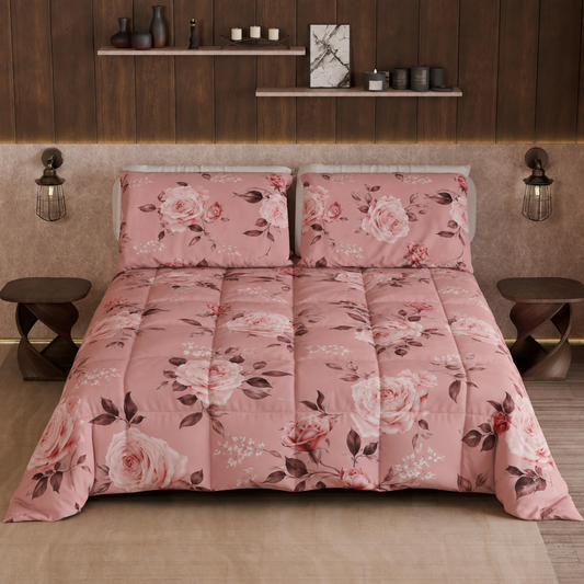 Couette, édredon double, simple, une place et demie, Floral 21 Poudre