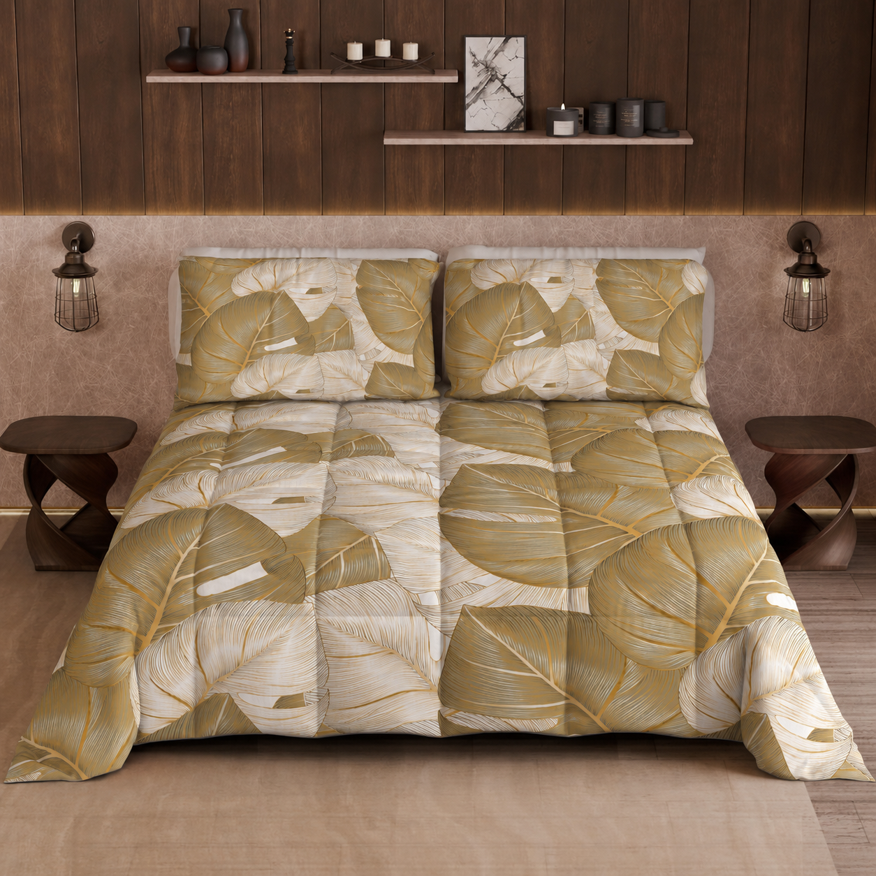 Couette, Edredon Double, Simple, 1 place et demie Tropical 05 Taupe