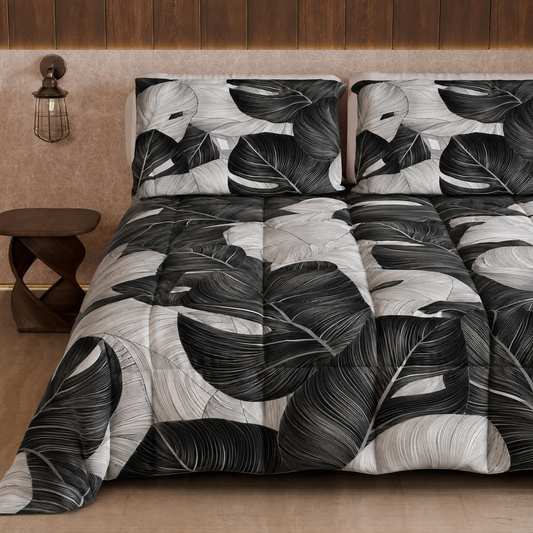 Duvet, Double Quilt, Single, Square and Half Tropical 05 Black
