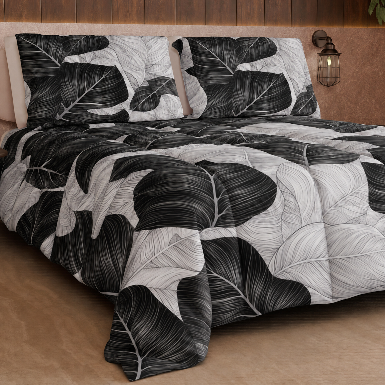 Duvet, Double Quilt, Single, Square and Half Tropical 05 Black